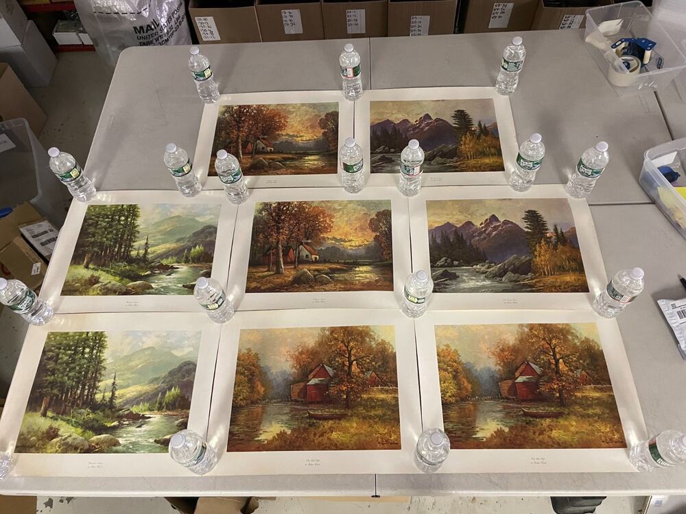 Vintage Robert Wood Prints Lot of 8 Mountain Cabin River Forest Landscape Art
